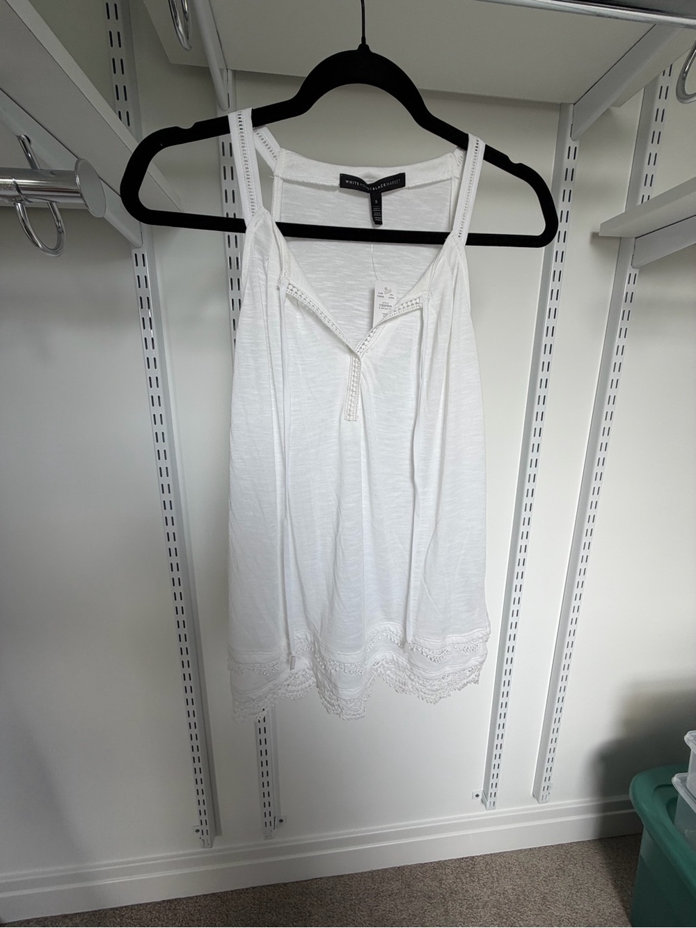 White House Black Market White Lace-Trim Tank Top